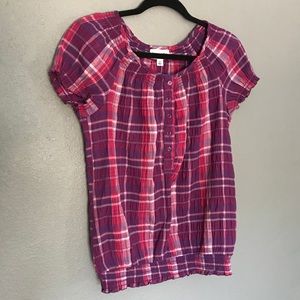 Pink and purple flannel top (A23)